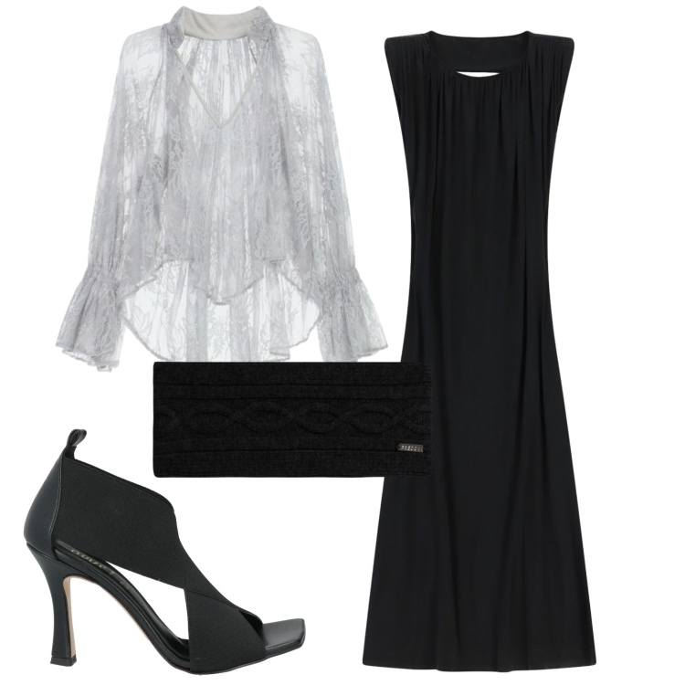 Outfit donna - Total look #2391056. Stile Chic per Serata fuori. Abbinamento con sandali in pelle, bluse, vestiti lunghi, fasce per capelli.