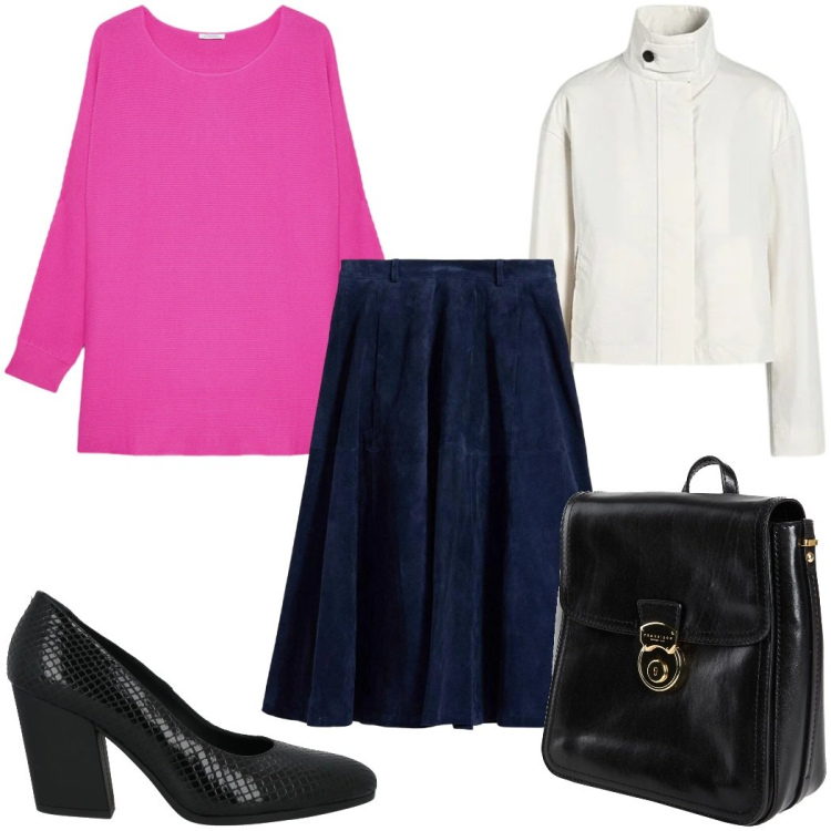 Outfit donna - Total look #2391059. Stile Trendy per Tutti i giorni. Abbinamento con décolleté, zaini, gonne, t-shirt, bomber.