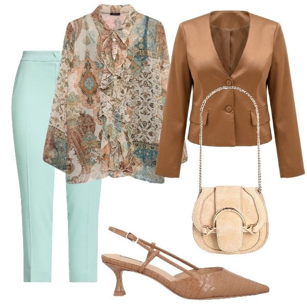 Outfit donna - Total look #2391060. Stile Chic per Serata fuori. Abbinamento con marsupi, pantaloni, décolleté, blazer, camicie.