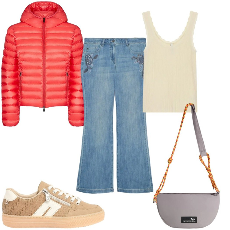 Outfit donna - Total look #2391061. Stile Basic per Tutti i giorni. Abbinamento con sneakers, canottiere, jeans, borse a tracolla, bomber.