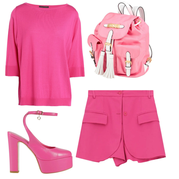 Outfit donna - Total look #2391067. Stile Casual per Mare. Abbinamento con décolleté, zaini, pullovers, shorts.