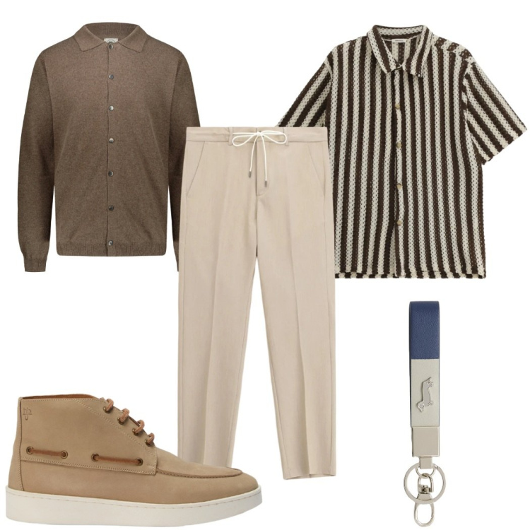 Outfit uomo - Total look #2391093. Stile Casual per Tutti i giorni. Abbinamento con pantaloni, camicie a manica corta, portachiavi, stivali e stivaletti, polo.