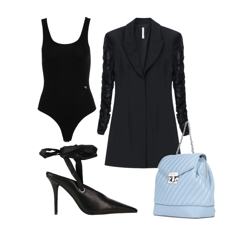 Outfit donna - formale con l\'abito blazer. Stile Mannish per Ufficio. Abbinamento con zaini, body, décolleté, vestiti corti.