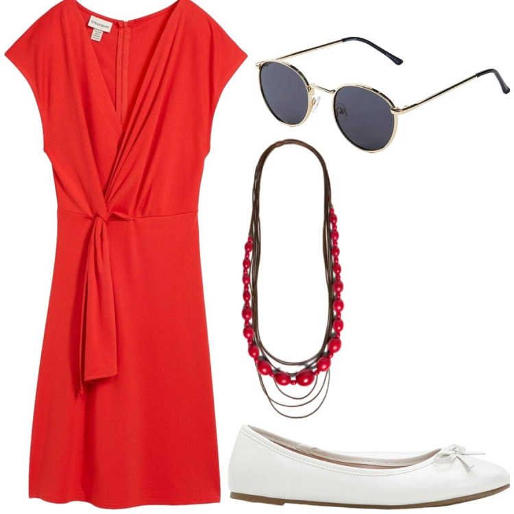 Outfit donna - Pomeriggi tra amiche. Stile Bon Ton per Tutti i giorni. Abbinamento con vestiti midi/longuette, ballerine, occhiali da sole, collane.