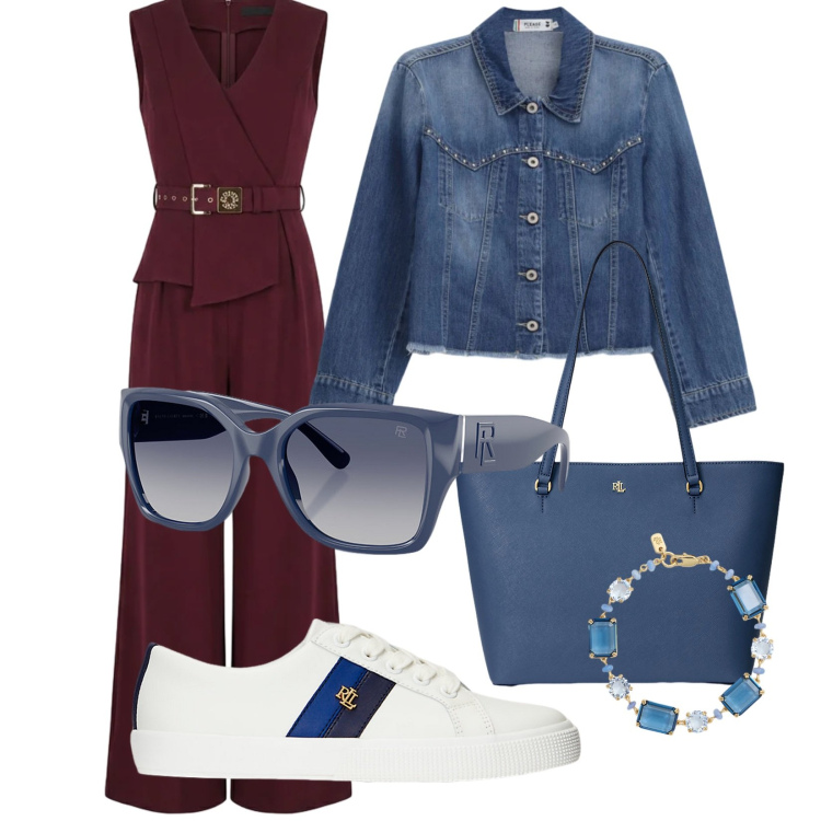 Outfit donna - Blu blush. Stile Casual Abbinamento con blazer, tute, sneakers, borse tote, occhiali da sole, braccialetti.