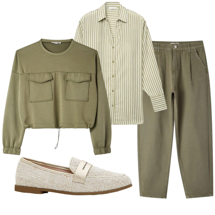 Outfit donna - Total look #2391188. Stile Basic per Ufficio. Abbinamento con mocassini, camicie, pantaloni, felpe.