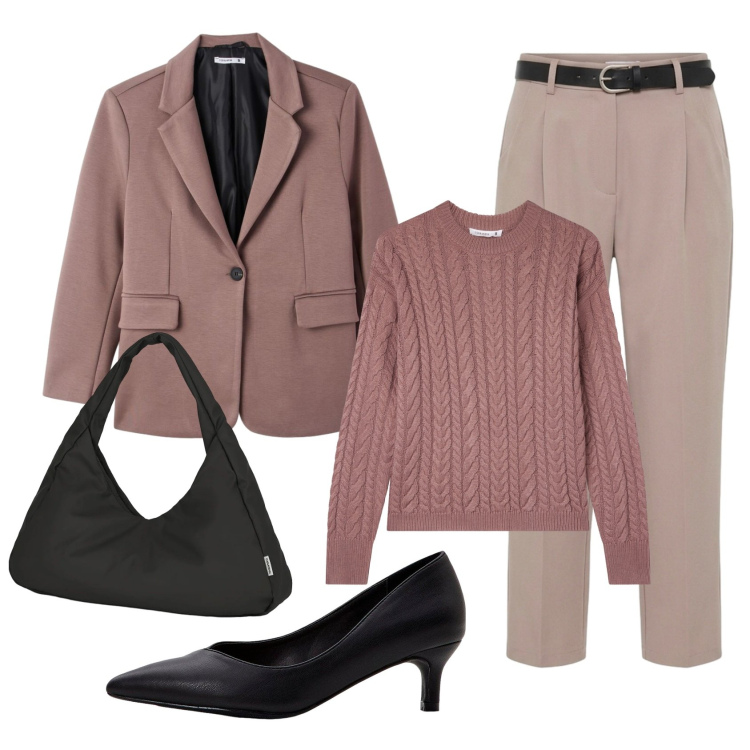 Outfit donna - Total look #2391217. Stile Bon Ton per Ufficio. Abbinamento con décolleté, pantaloni, maglieria, blazer, borse a spalla.