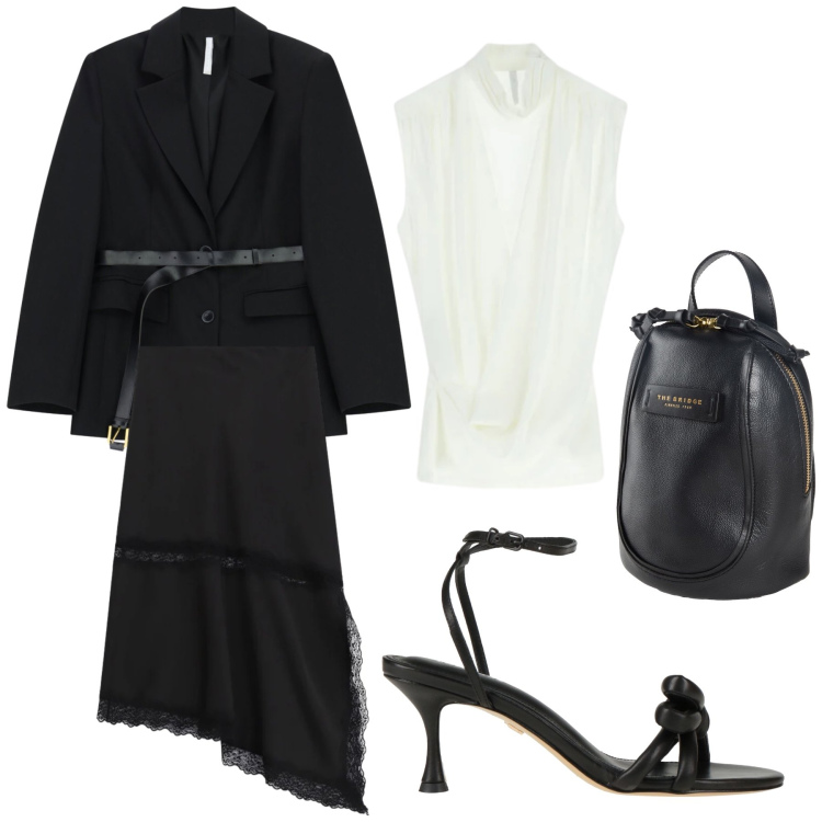 Outfit donna - Total look #2391228. Stile Chic per Tutti i giorni. Abbinamento con zaini, sandali in pelle, gonne longuette, top, blazer.