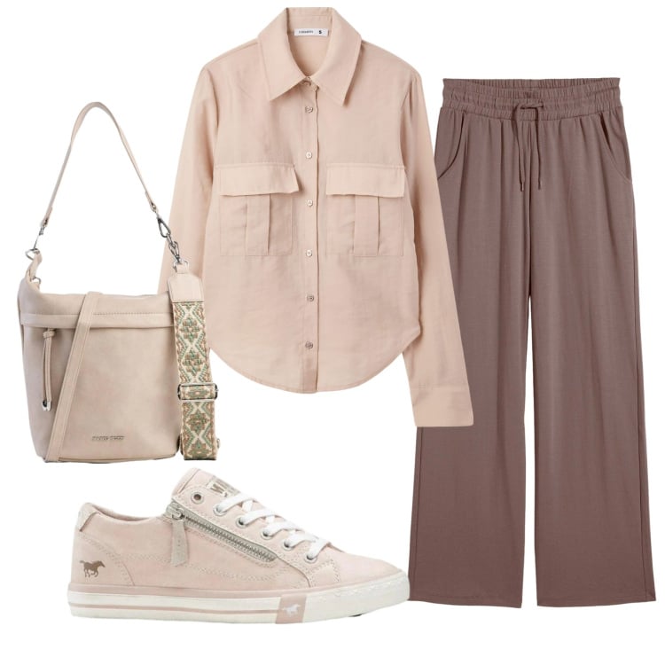 Outfit donna - Total look #2391245. Stile Basic per Ufficio. Abbinamento con pantaloni, borse a tracolla, sneakers, camicie.