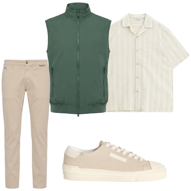 Outfit uomo - Il gilet versatile. Stile Casual per Tutti i giorni. Abbinamento con camicie a manica corta, sneakers, pantaloni, gilet.