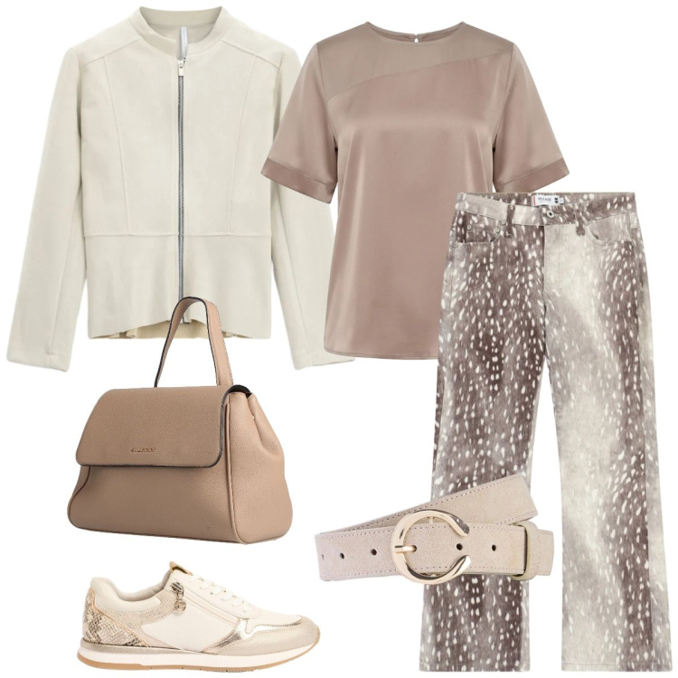 Outfit donna - In città. Stile Casual chic per Tutti i giorni. Abbinamento con zaini, cinture, sneakers, pantaloni, blazer, bluse.