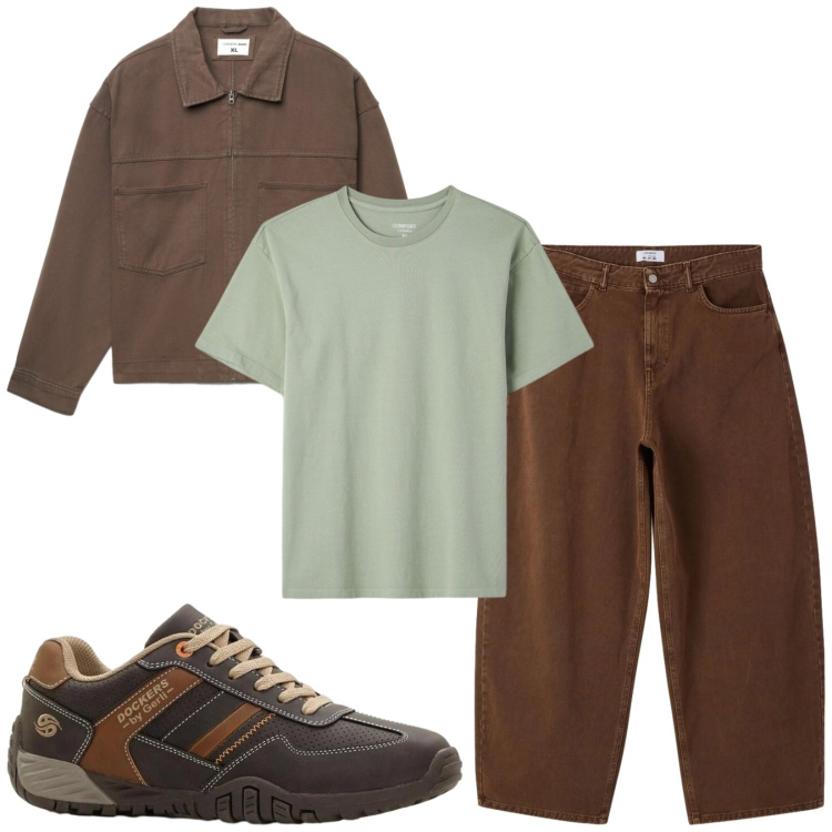 Outfit uomo - Total look #2391291. Stile Trendy per Tutti i giorni. Abbinamento con sneakers, jeans dritti, cappotti, t-shirt.