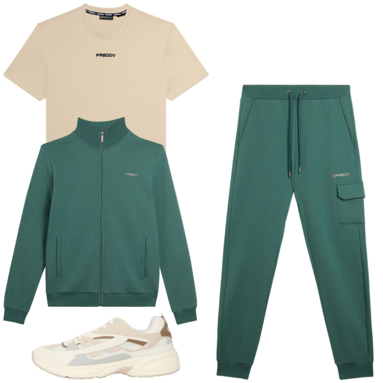 Outfit uomo - Total look #2391297. Stile Casual per Sport. Abbinamento con sneakers, pantaloni cargo, felpe, t-shirt.