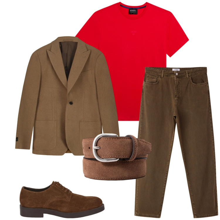 Outfit uomo - Total look #2391299. Stile Trendy per Serata speciale. Abbinamento con pantaloni, t-shirt, scarpe stringate, giacche, cinture.