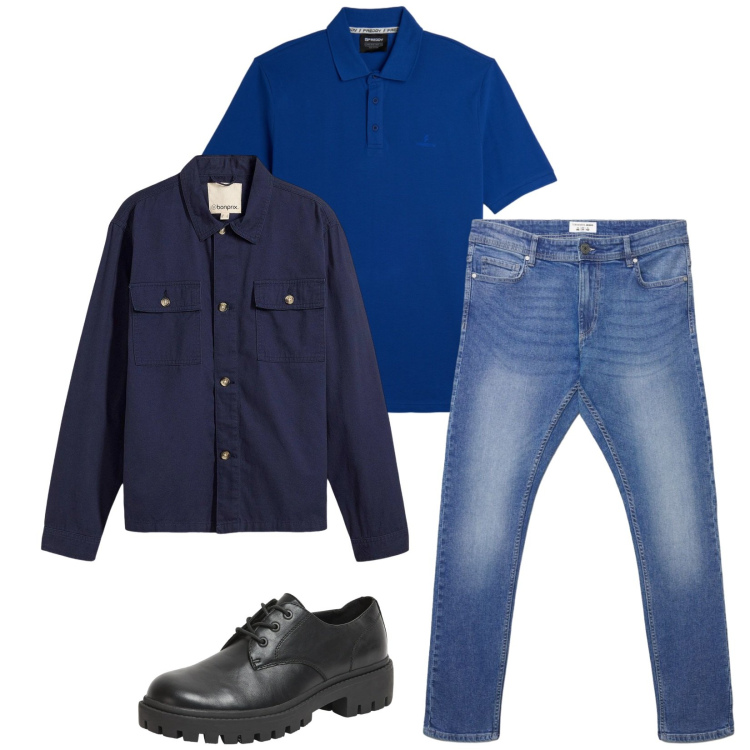 Outfit uomo - Total look #2391300. Stile Trendy per Serata speciale. Abbinamento con giacche, scarpe stringate, jeans skinny, polo.