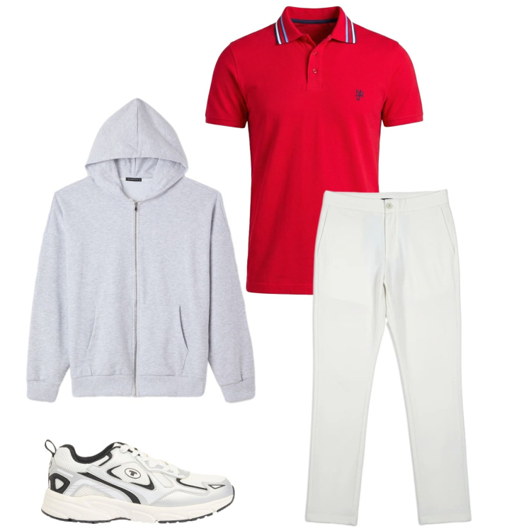 Outfit uomo - Total look #2391400. Stile Casual per Tutti i giorni. Abbinamento con sneakers, felpe con cappuccio, polo, pantaloni.