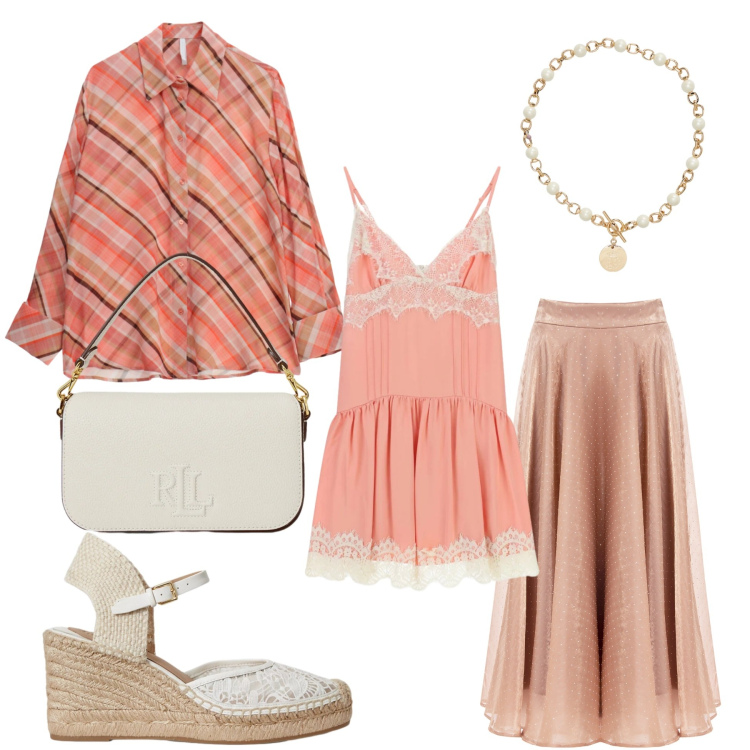 Outfit donna - Pizzi e merletti. Stile Etnico per Serata fuori. Abbinamento con camicie, vestiti corti, gonne longuette, collane, borse a spalla, espadrillas.