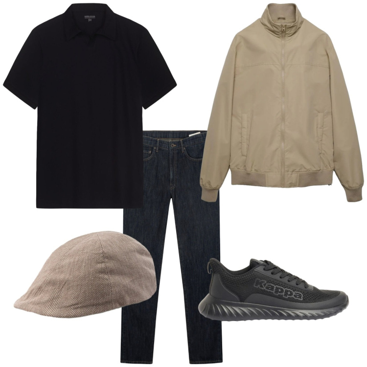 Outfit uomo - Total look #2391471. Stile Casual per Tutti i giorni. Abbinamento con sneakers, bomber, jeans, cappelli e berretti, polo.