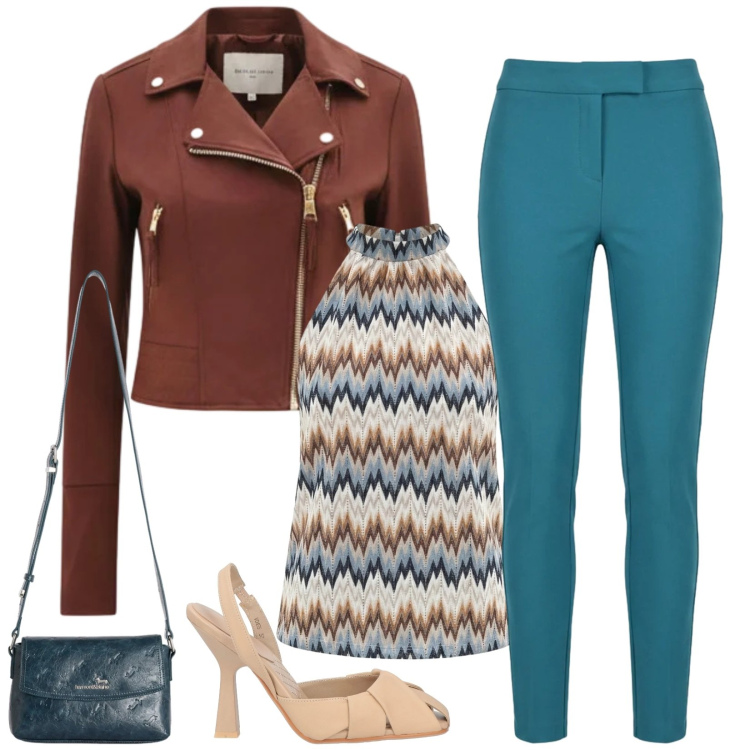 Outfit donna - Total look #2391502. Stile Chic per Serata fuori. Abbinamento con décolleté, borse a tracolla, giacche, pantaloni, canottiere.