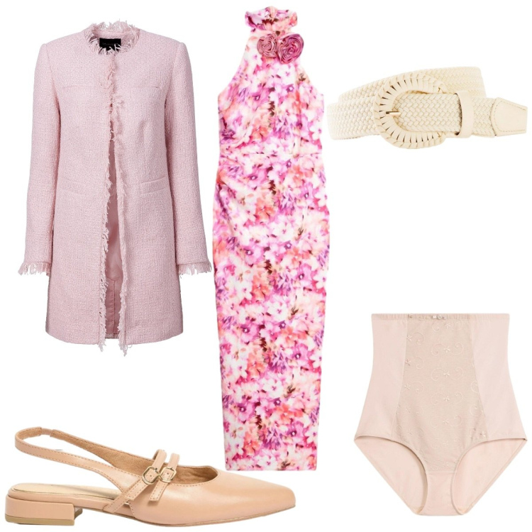 Outfit donna - bonprix Boho Spring Vibes: in rosa. Stile Boho per Tutti i giorni. Abbinamento con cinture, blazer, vestiti lunghi, ballerine, culotte.