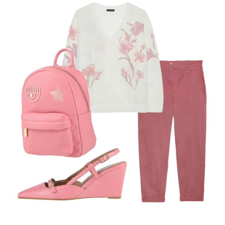 Outfit donna - Total look #2391523. Stile Romantica per Tutti i giorni. Abbinamento con zaini, décolleté, pantaloni, maglieria.