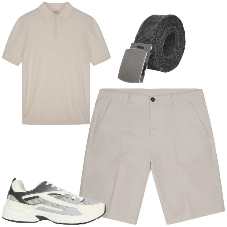 Outfit uomo - Total look #2391543. Stile Casual per Tutti i giorni. Abbinamento con cinture, sneakers, polo, bermuda.