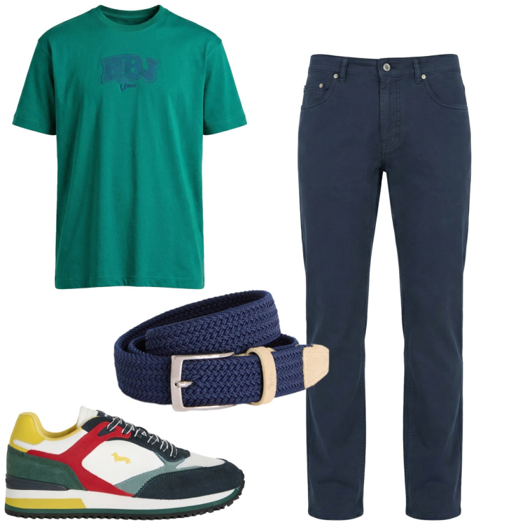 Outfit uomo - Total look #2391546. Stile Urban per Tutti i giorni. Abbinamento con cinture, sneakers, pantaloni, t-shirt.