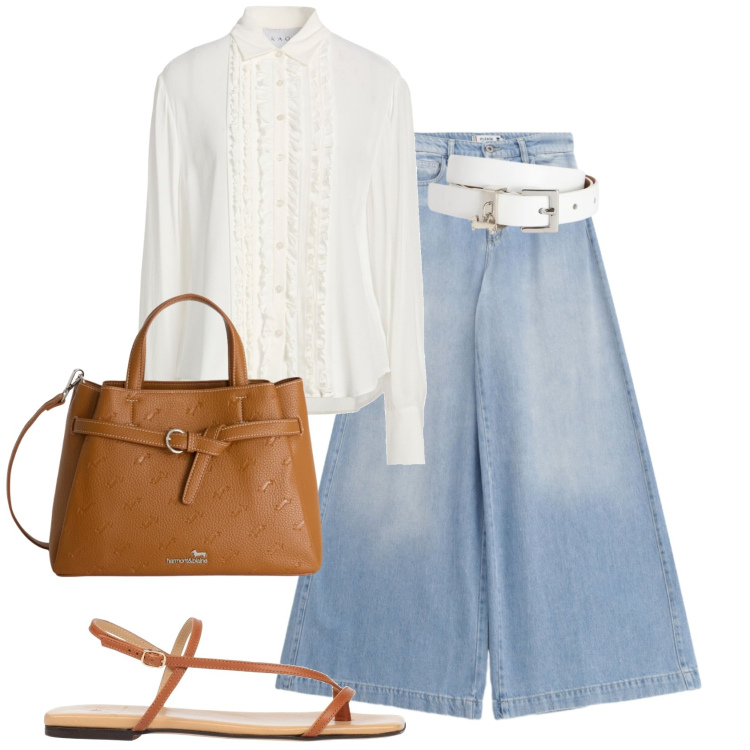 Outfit donna - Boho chic. Stile Boho per Tutti i giorni. Abbinamento con camicie, infradito, jeans, borse a mano, cinture.