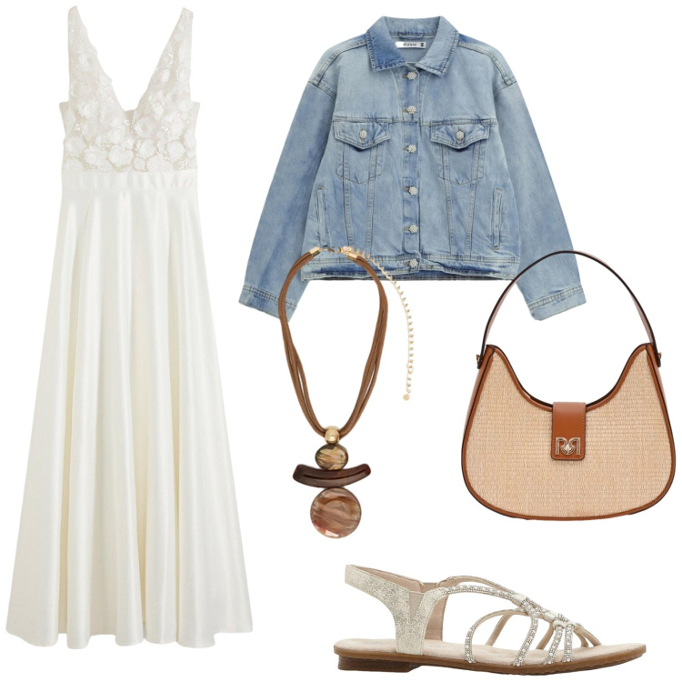 Outfit donna - Vibe bohemien. Stile Boho per Tutti i giorni. Abbinamento con sandali, vestiti, borse a spalla, ciondoli, blazer.