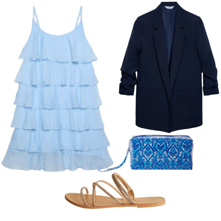 Outfit donna - Cerimonia Terranova. Stile Trendy per Cerimonia. Abbinamento con sandali, vestiti corti, valigie, blazer.