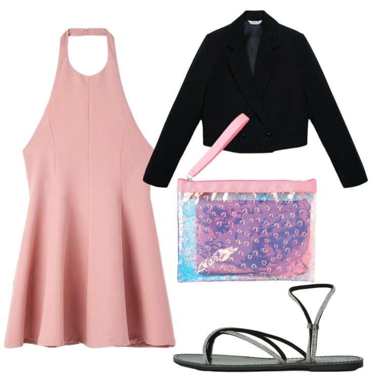Outfit donna - Cerimonia Terranova in rosa. Stile Trendy per Cerimonia. Abbinamento con blazer, pochette, sandali, vestiti corti.