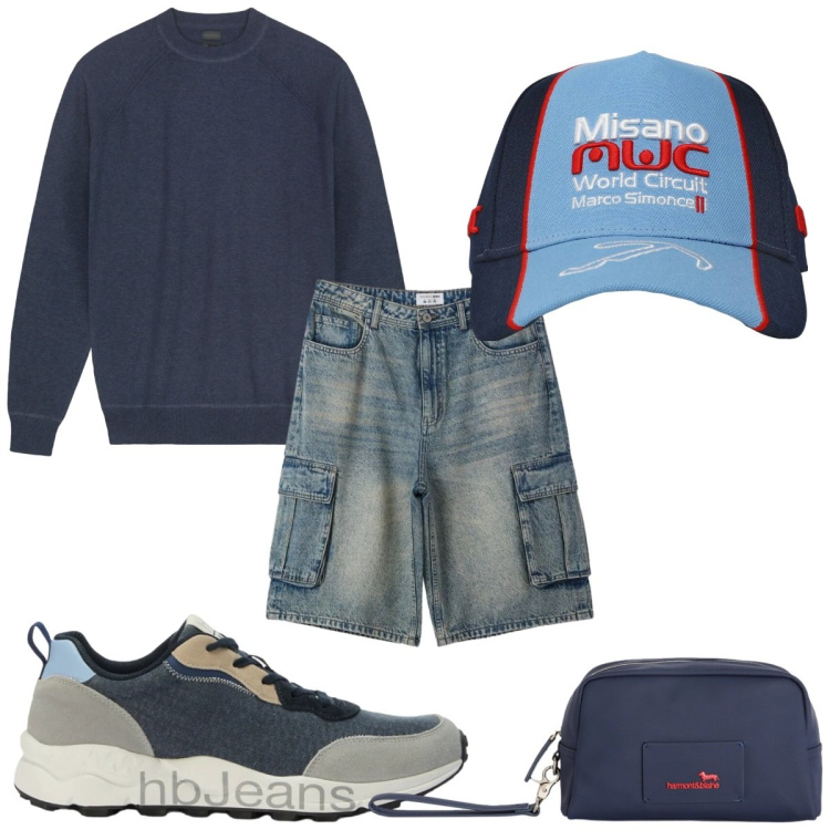 Outfit uomo - Verso l’estate : bermuda. Stile Casual per Tutti i giorni. Abbinamento con cappelli, pantaloni corti, borse sportive, sneakers, maglieria.