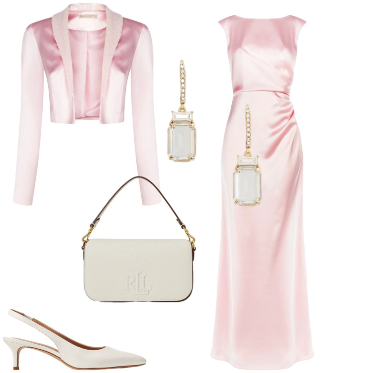 Outfit donna - Cerimonia serale. Stile Chic per Cerimonia. Abbinamento con vestiti lunghi, bolero, décolleté, orecchini, borse a spalla.