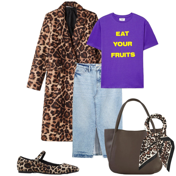 Outfit donna - Total look #2391660. Stile Glamour per Serata fuori. Abbinamento con ballerine, gonne longuette, shopping bag, foulard, cappotti, t-shirt.