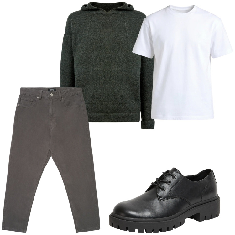 Outfit uomo - Jeans noir. Stile Trendy per Tutti i giorni. Abbinamento con scarpe stringate, pantaloni, t-shirt, maglieria.