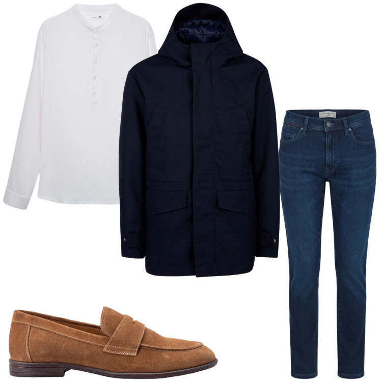 Outfit uomo - Trendy. Stile Trendy per Tutti i giorni. Abbinamento con camicie, jeans slim fit, giacche, scarpe stringate.