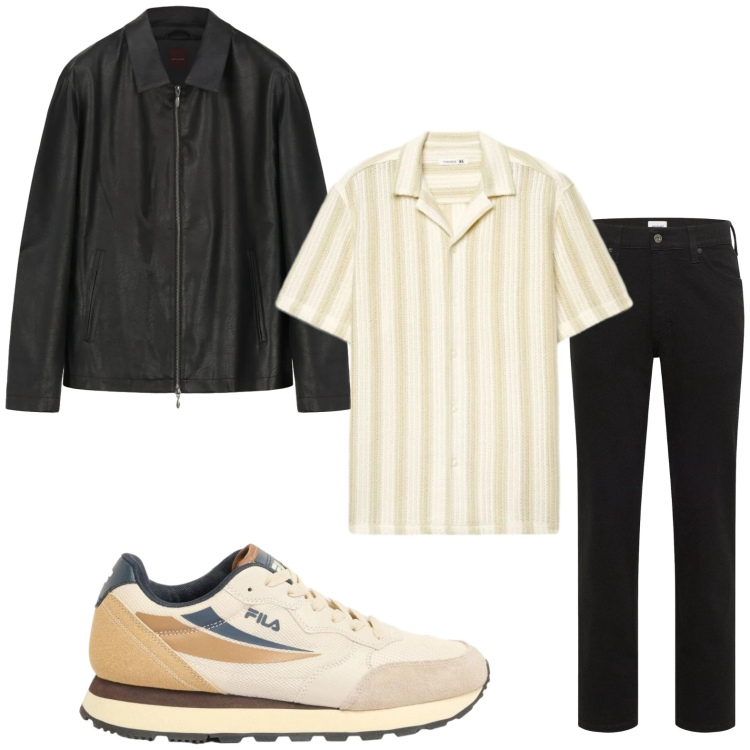 Outfit uomo - Righe. Stile Trendy per Tutti i giorni. Abbinamento con jeans dritti, sneakers, camicie a manica corta, giacche.