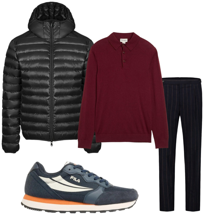 Outfit uomo - Casual. Stile Casual per Tutti i giorni. Abbinamento con maglieria, sneakers, bomber, pantaloni.