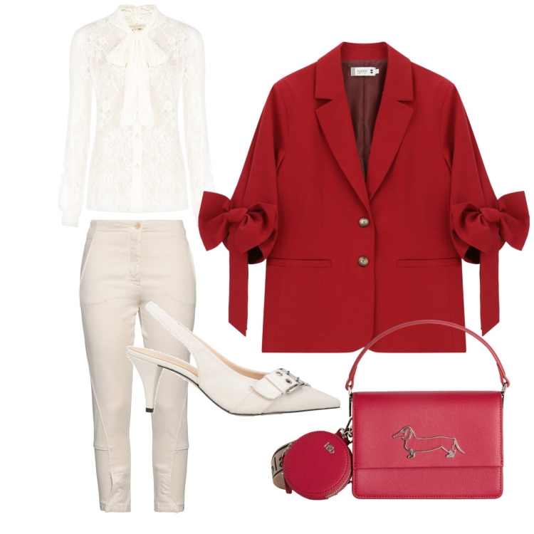 Outfit donna - Riunione in ufficio. Stile Casual chic per Ufficio. Abbinamento con jeans slim fit, décolleté, camicie, blazer, borse a tracolla.