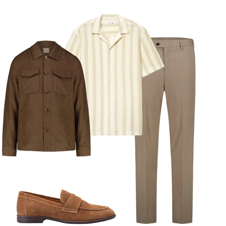 Outfit uomo - Total look #2391696. Stile Urban per Tutti i giorni. Abbinamento con camicie a manica corta, pantaloni, cappotti, scarpe stringate.