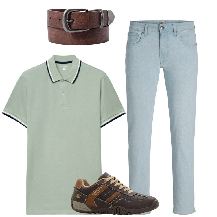Outfit uomo - Total look #2391700. Stile Casual per Tutti i giorni. Abbinamento con sneakers, jeans, polo, cinture.