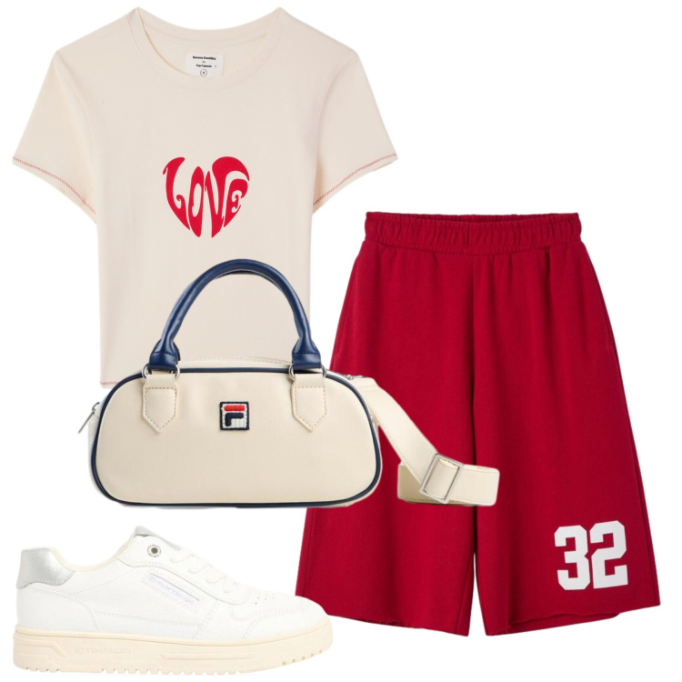 Outfit donna - Total look #2391722. Stile Casual per Tutti i giorni. Abbinamento con borse a tracolla, sneakers, t-shirt, bermuda.