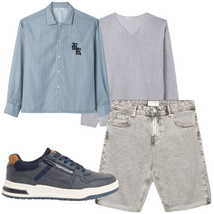 Outfit uomo - Total look #2391723. Stile Urban per Tutti i giorni. Abbinamento con sneakers, maglieria, camicie, shorts.
