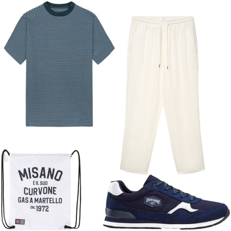 Outfit uomo - Total look #2391751. Stile Trendy per Sport. Abbinamento con sneakers, borse sportive, pantaloni, t-shirt.