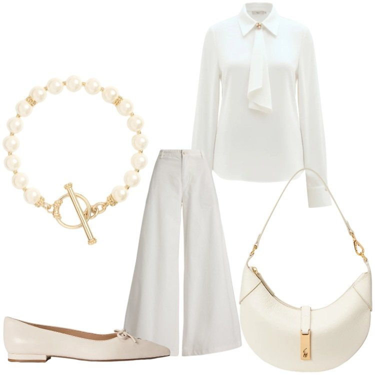 Outfit donna - Il mio stile. Stile Bon Ton per Cerimonia. Abbinamento con camicie, borse a spalla, ballerine, braccialetti, pantaloni.