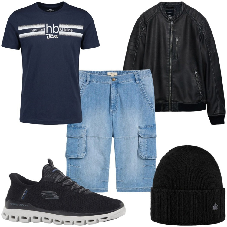 Outfit uomo - Total look #2391760. Stile Casual per Tutti i giorni. Abbinamento con sneakers, bermuda, giacche, t-shirt, cappelli.