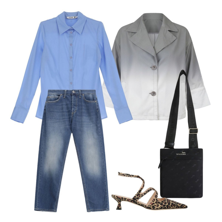 Outfit donna - In città tutti i giorni. Stile Casual per Tutti i giorni. Abbinamento con décolleté, camicie, jeans dritti, borse a tracolla, cappotti.