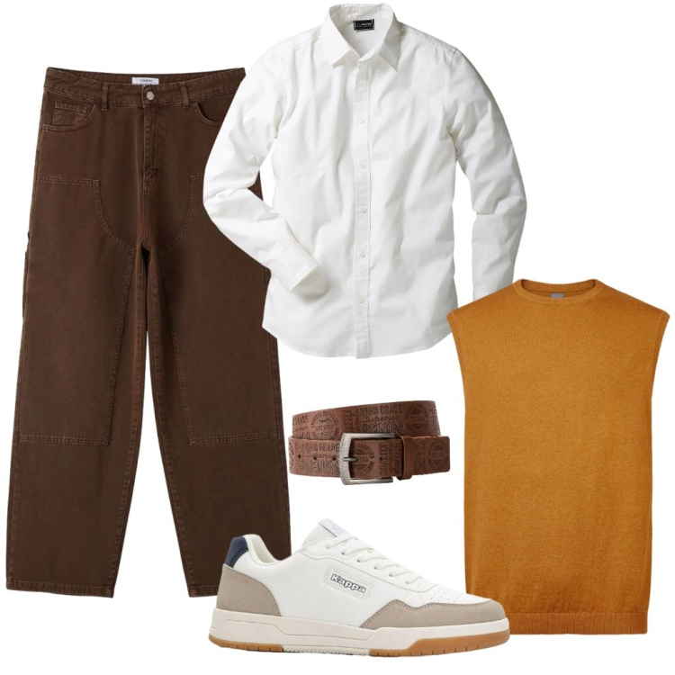 Outfit uomo - #cena.di.classe. Stile Casual per Serata speciale. Abbinamento con camicie, cinture, sneakers, pantaloni, gilet.