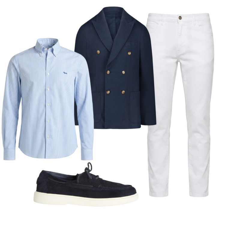 Outfit uomo - #skipper. Stile Casual per Serata speciale. Abbinamento con scarpe stringate, camicie, jeans, giacche.