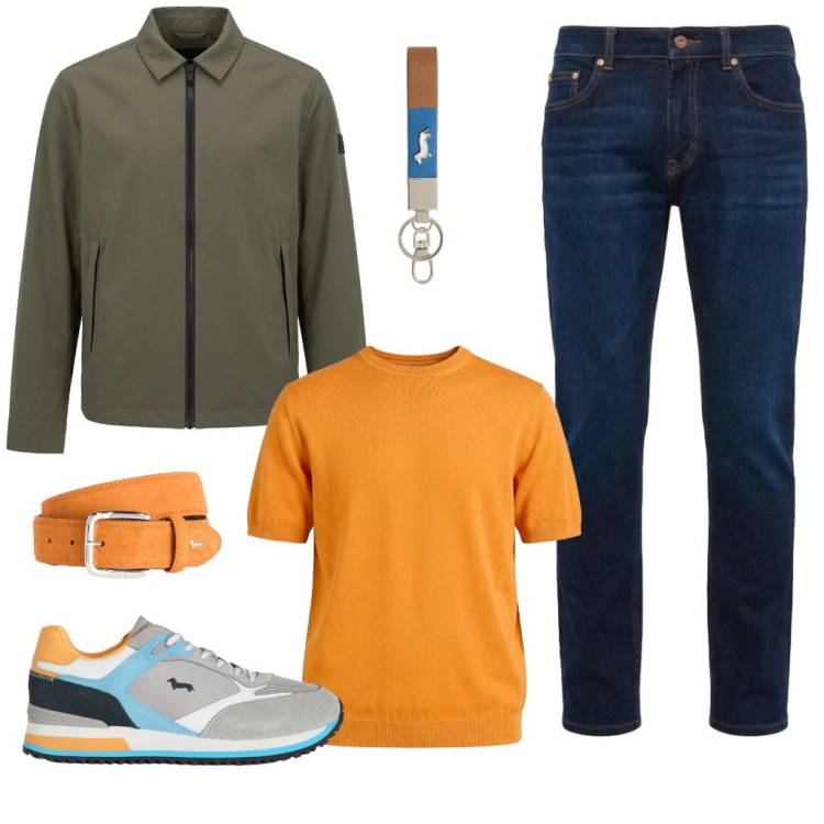 Outfit uomo - #arrivo.alle.20.00. Stile Trendy per Tutti i giorni. Abbinamento con sneakers, portachiavi, cinture, jeans, t-shirt, cappotti.
